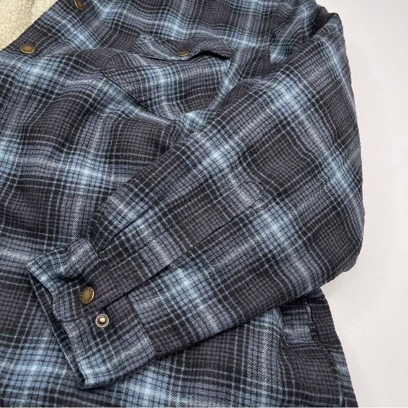Canyon Guide Outfitters Shacket Sherpa Flannel Shirt Plaid Blue Black Winter 2X - Picture 4 of 16